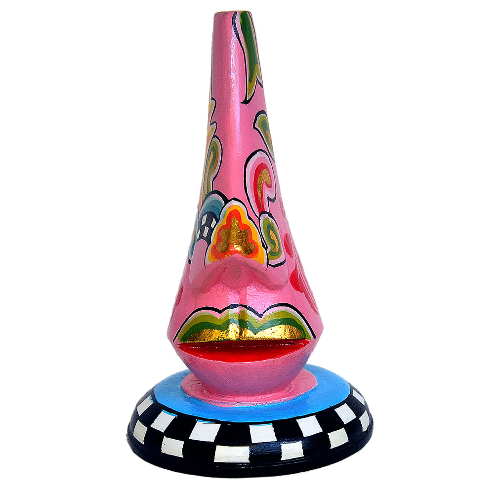 Hand-Painted Wooden Abstract Face Sculpture, A Stunning Artistic Accent WD-18-B