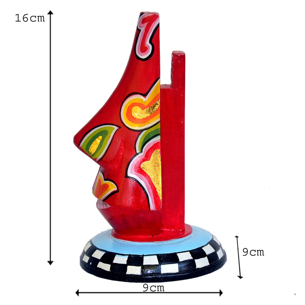Hand-Painted Wooden Abstract Face Sculpture, A Stunning Artistic Accent WD-18-C