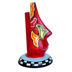 Hand-Painted Wooden Abstract Face Sculpture, A Stunning Artistic Accent WD-18-C