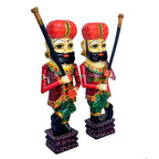Handcrafted Wooden Rajasthani Warrior Figurines - Set of 2 WD-193-A