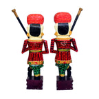 Handcrafted Wooden Rajasthani Warrior Figurines - Set of 2 WD-193-A