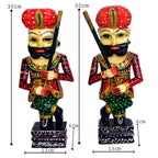 Handcrafted Wooden Rajasthani Warrior Figurines - Set of 2 WD-193-C