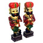 Handcrafted Wooden Rajasthani Warrior Figurines - Set of 2 WD-193-C