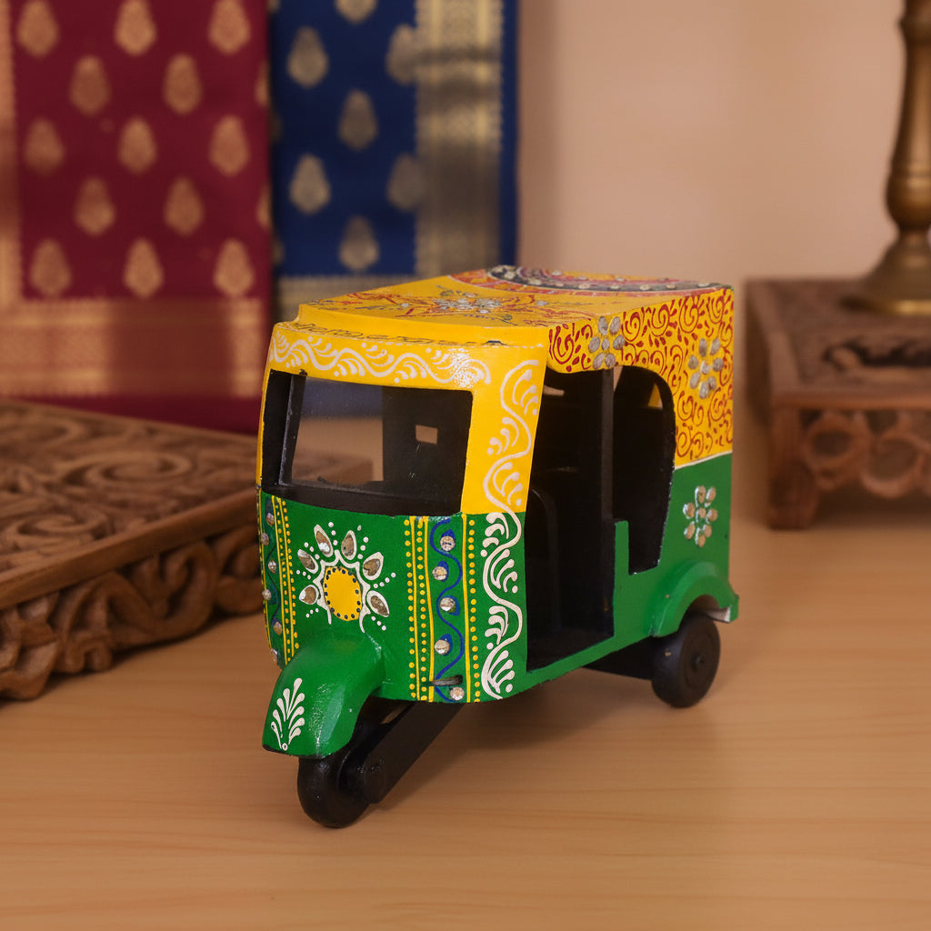 Hand-Painted Indian Auto-Rickshaw Decorative Piece WD-194-A
