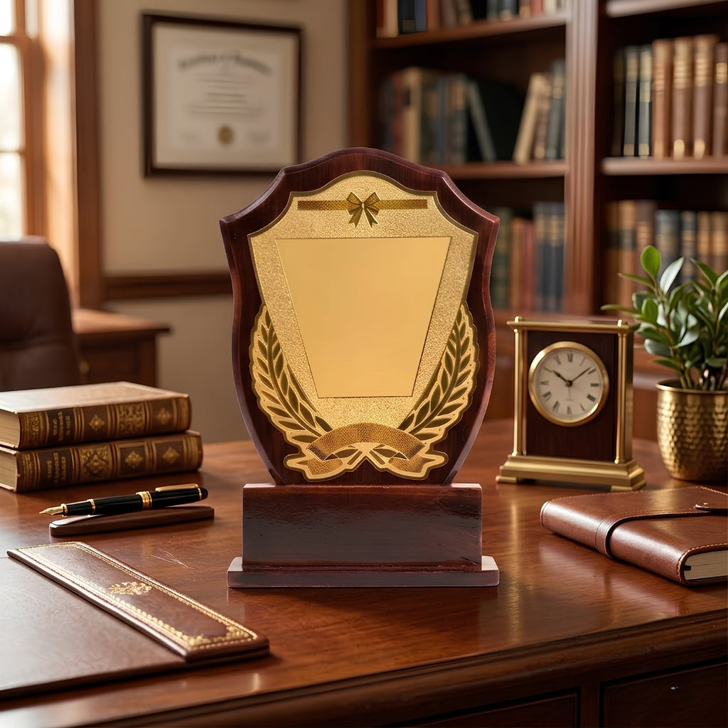 Classic Wooden Shield Recognition Trophy Memento M-358-C