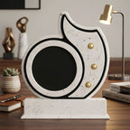 Elegant White Marble-Texture Curved Trophy with Black Circular Plaque M-565