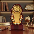 Premium Wooden Tricolor Memento Award | Elegant Golden Memento with Indian Flag Accents M-243