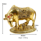 Handcrafted Kamdhenu Cow with Calf Statue – Traditional Vastu Gau Mata Idol & Spiritual Puja Showpiece W-2-B-WS
