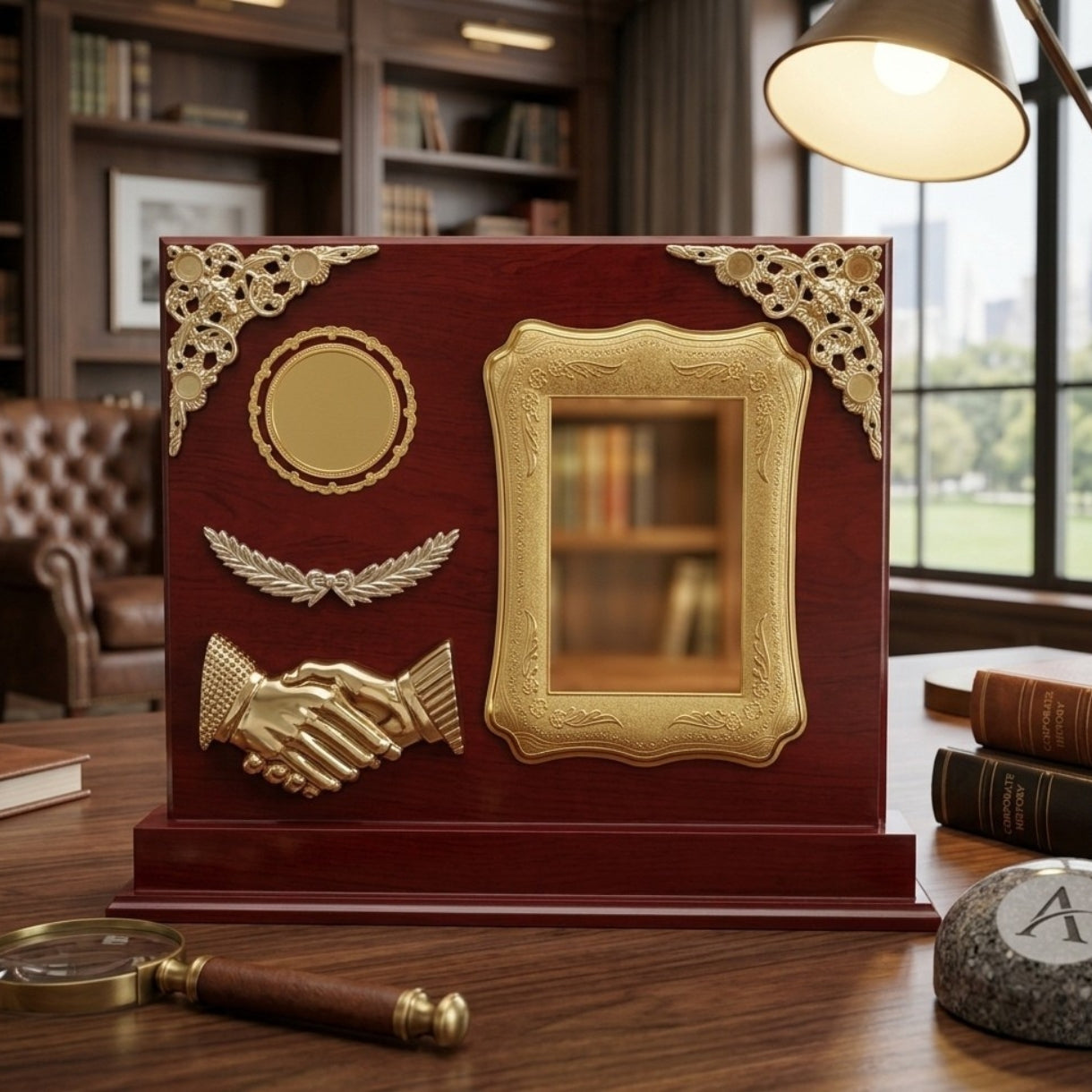 Premium Customized Wooden Handshake Memento & Corporate Award M-202-A