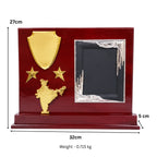 Premium Wooden National Recognition Memento with India Map and Shield Motif M-341-A
