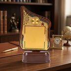 Elite Tricolor-Accented Wooden Finish Fiber Trophy & Recognition Memento M-628