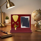 Patriotic India Map & Dual-Tone Acrylic Frame Mahogany Wooden Memento M-341-A