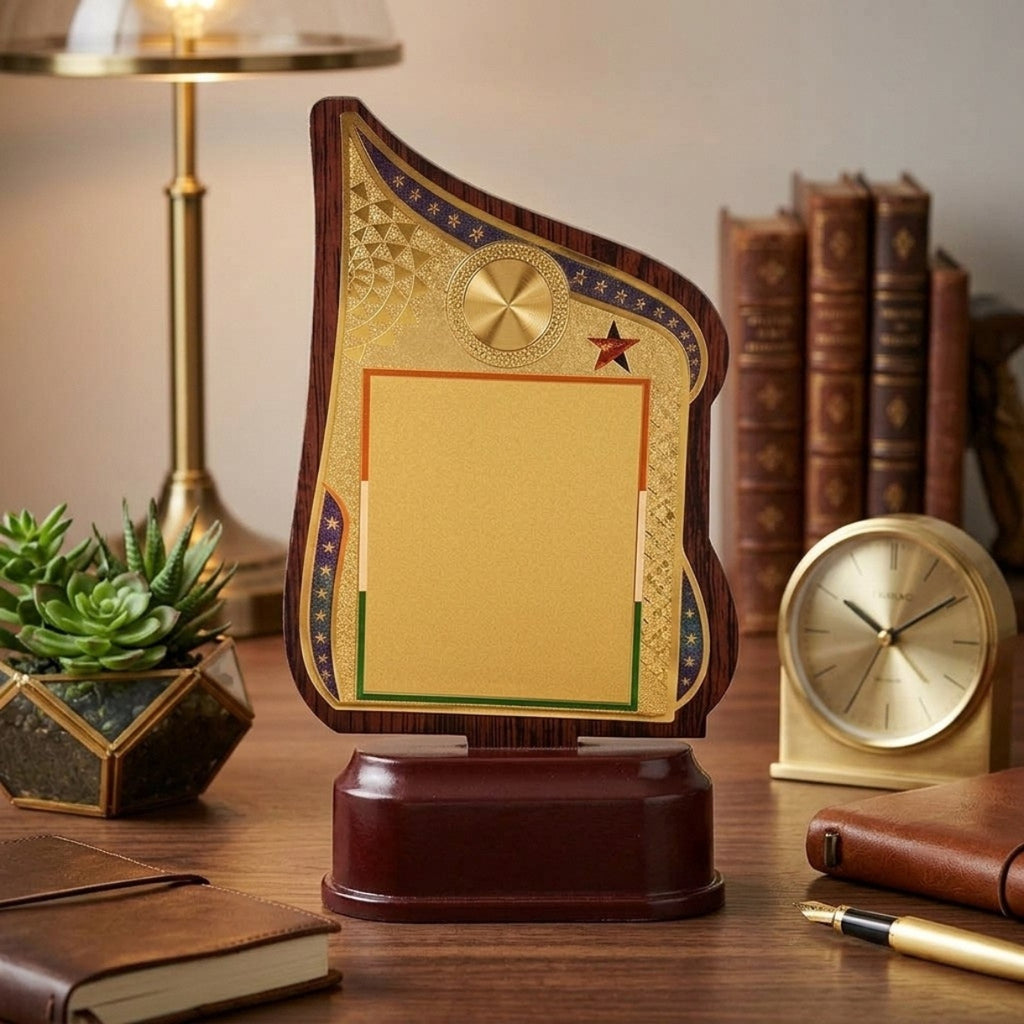 Modern Asymmetrical Fiber Memento Award with Tricolor Detailing M-628