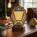 Classic 5-Star Golden Laurel Wreath Fiber Award Shield M-626