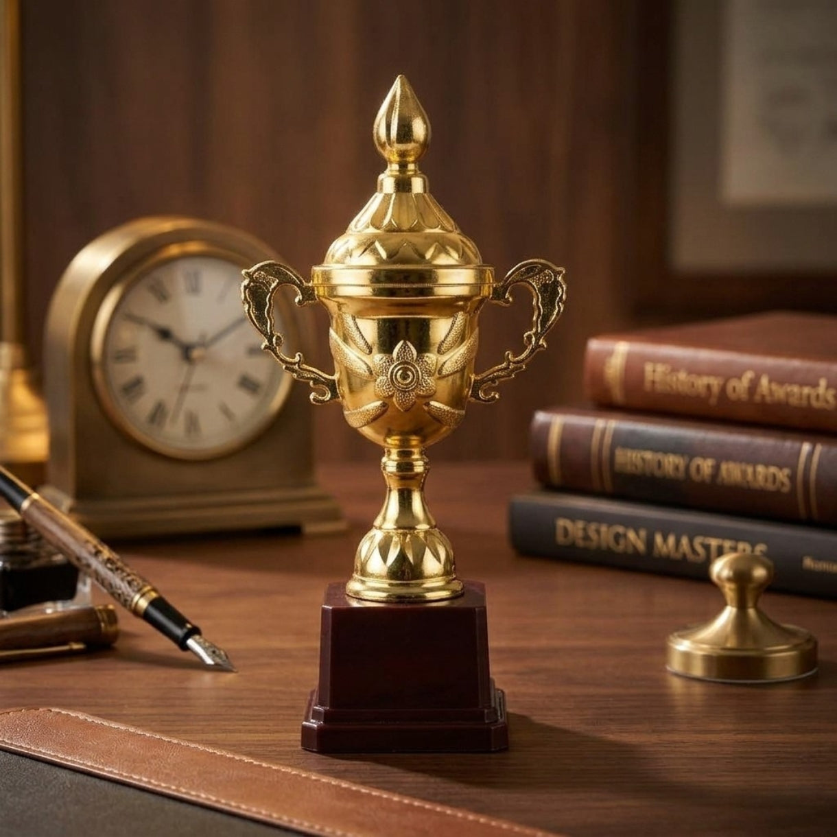 Classic Gold Fiber Trophy Cup – Elegant Winner’s Recognition Memento M-607