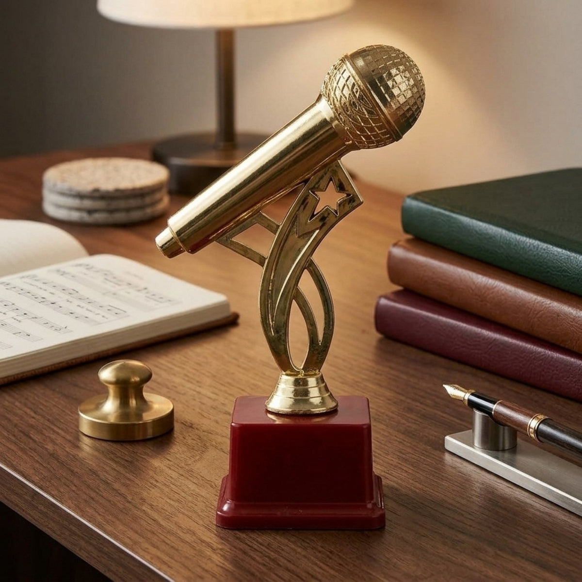 Premium Golden Microphone Fiber Memento – Music & Singing Trophy M-553-A