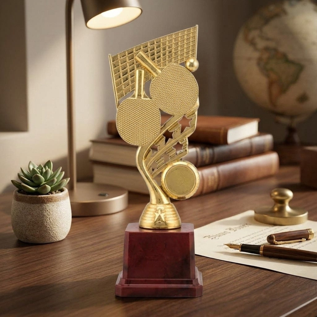 Golden Table Tennis Fiber Trophy – Ping Pong Match Memento M-611-A