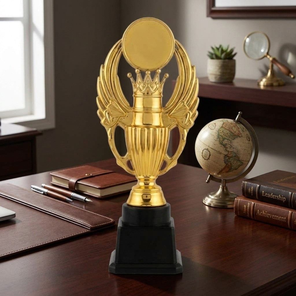 Premium Golden Winged Crown Fiber Memento Award M-657