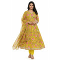 CraftEarth Women’s Yellow Angrakha Suit with Dupatta K-D162