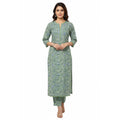 CraftEarth Women's Floral Printed Cotton Straight Kurta Suit Set K-D189