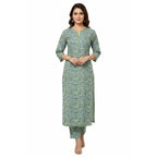 CraftEarth Women's Floral Printed Cotton Straight Kurta Suit Set K-D189