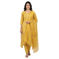 CraftEarth Yellow Floral Printed Suit Set for women K-D177