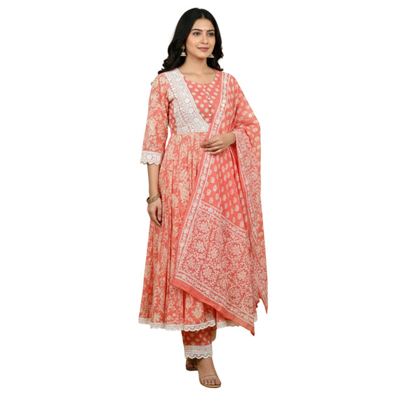 CraftEarth Ethnic Motifs Embroidered Anarkali Kurta with Pant & Dupatta K-D175