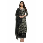 CraftEarth Women's Traditional Black Salwar Suit Set with Dupatta K-D134