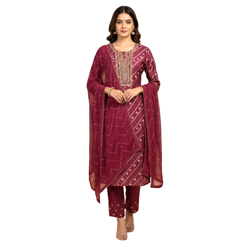 CraftEarth Women's Ethnic Party Wear Suit Set with Matching Dupatta K-D135