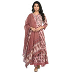 CraftEarth Women's Ethnic Embroidered Anarkali Suit Set with Dupatta K-D157