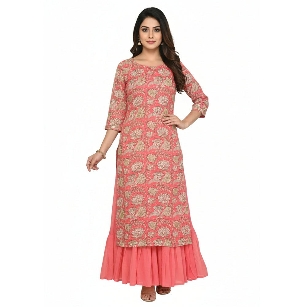 CraftEarth Women’s Peach Sharara Set for Women K-D140