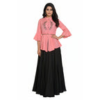 CraftEarth Women’s Peach Embroidered Two Piece Dress Set K-D191