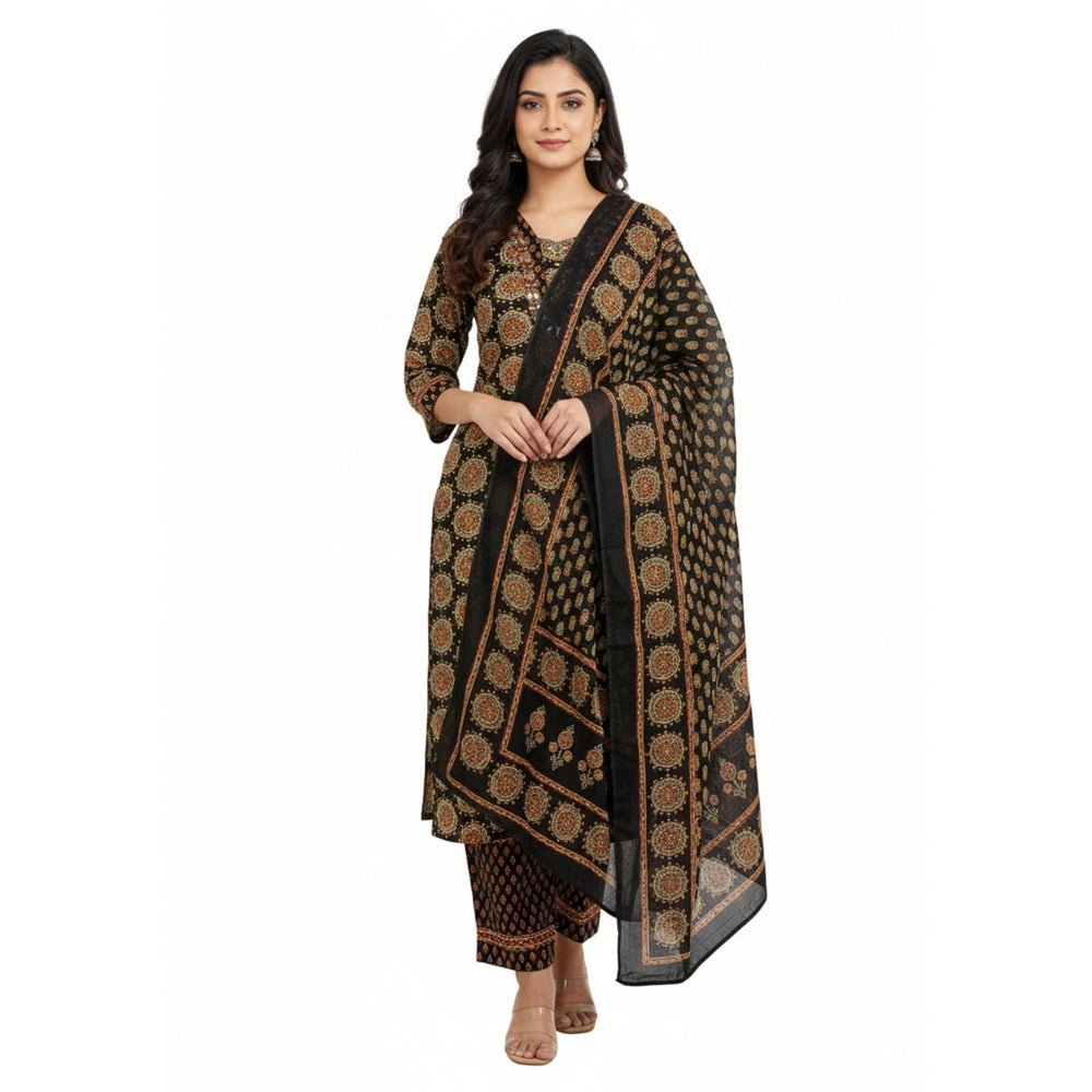 CraftEarth Women's Readymade Suit Set with Matching Dupatta K-D143