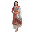CraftEarth Floral Printed Cotton Suit Set with Dupatta for Women K-D179
