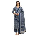CraftEarth Blue Hand Block Printed Cotton Suit Sets with Dupatta - K-D198
