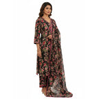 CraftEarth Women Floral Printed Black Suit Set with Dupatta K-D155