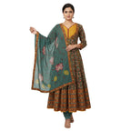 CraftEarth Women's Printed Anarkali Suit with Dupatta K-D146