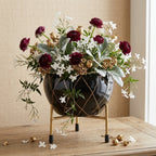 Premium Metal Planter with Golden Diamond Pattern I-189-A