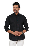 Men's Solid Jet Black Regular Fit Casual Shirt FS-C23