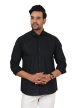 Men's Solid Jet Black Regular Fit Casual Shirt FS-C23