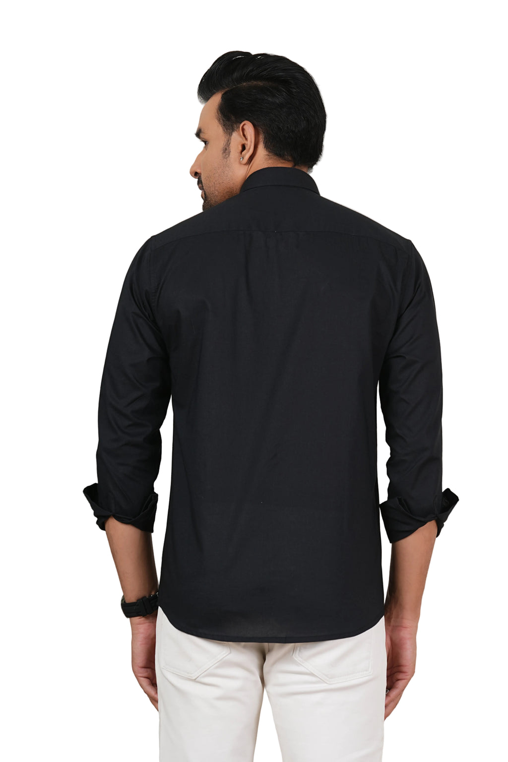 Men's Solid Jet Black Regular Fit Casual Shirt FS-C23