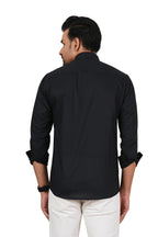 Men's Solid Jet Black Regular Fit Casual Shirt FS-C23