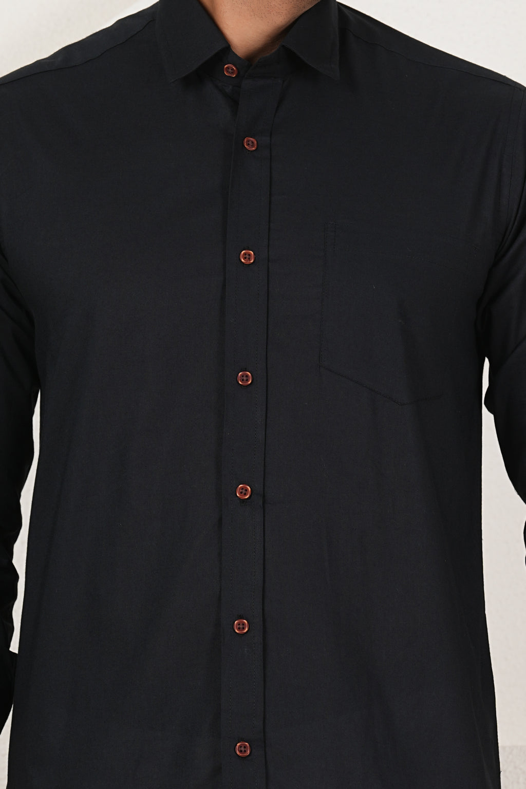 Men's Solid Jet Black Regular Fit Casual Shirt FS-C23
