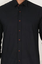 Men's Solid Jet Black Regular Fit Casual Shirt FS-C23