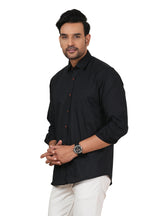 Men's Solid Jet Black Regular Fit Casual Shirt FS-C23