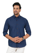 Men's Solid Navy Blue Regular Fit Casual Shirt FS-C36