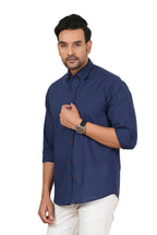 Men's Solid Navy Blue Regular Fit Casual Shirt FS-C36