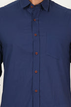 Men's Solid Navy Blue Regular Fit Casual Shirt FS-C36