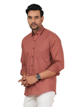 Men's Solid Terracotta Pink Regular Fit Casual Shirt FS-C10