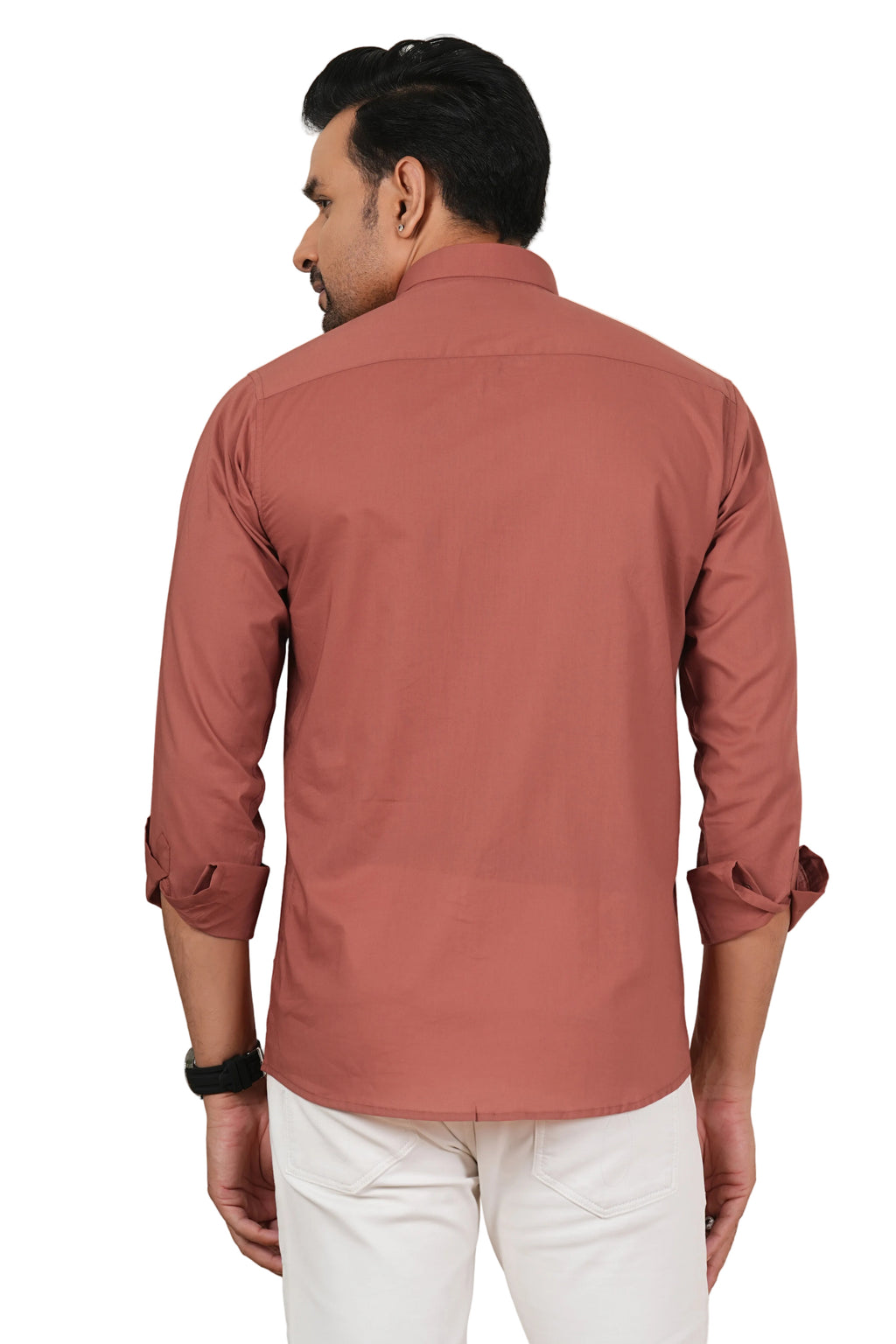 Men's Solid Terracotta Pink Regular Fit Casual Shirt FS-C10